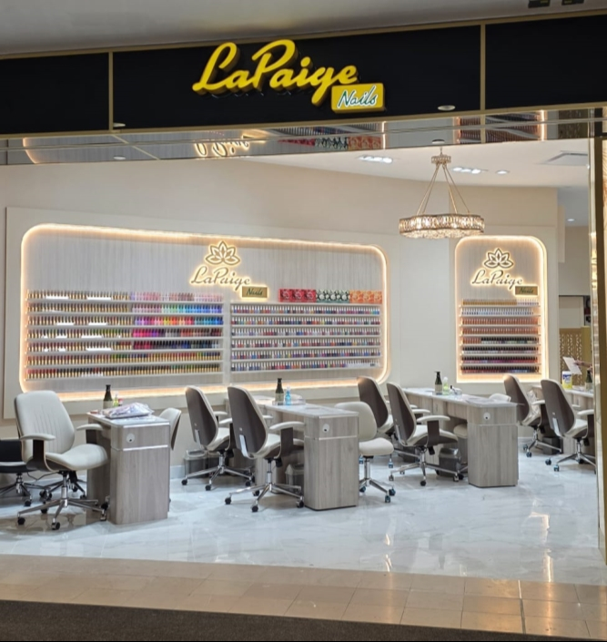 Odorless and fume-free interior of non-toxic nail salon near me inside CF Sherway Gardens mall